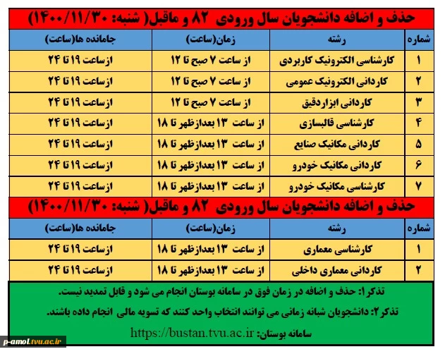 حذف و اضافه ترم بهمن 1400 3